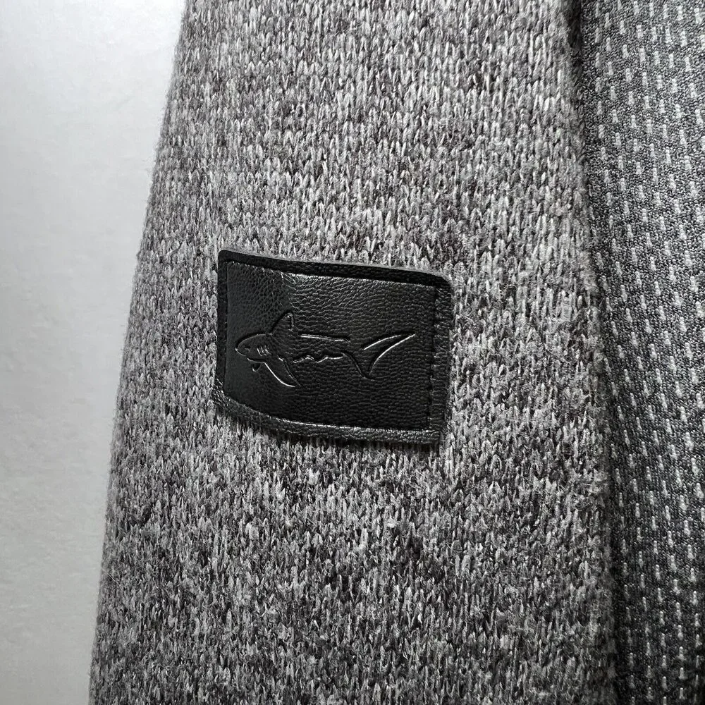 Greg Norman 1/4 Zip Snap Sweater Mens Size XXL 2XL Gray Long Sleeve Shark Logo